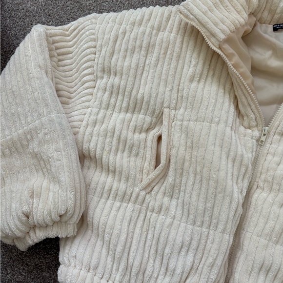 Cream Ribbed Zip-Up Jacket - Picture 3 of 4